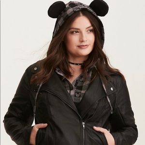Disney Mickey Mouse Hooded Faux Leather Jacket